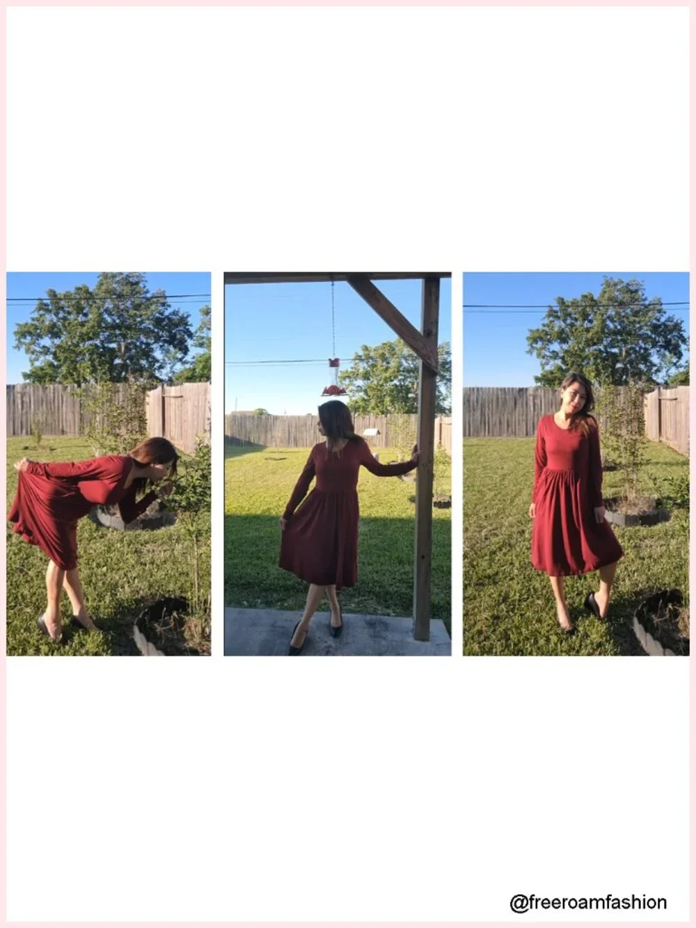 Long Sleeve Midi Dress Loose with Pockets Casual Soft Stretchy Knit Round Neck